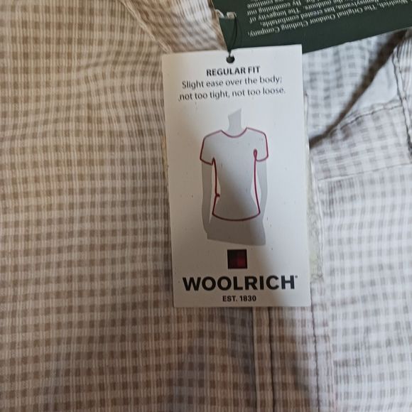 Woolrich Womens Large Button-down Curdory Shirt Tan‎ Plaid British Tan Cotton - Picture 5 of 11